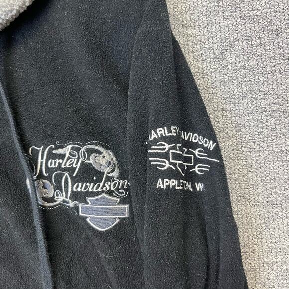 Vintage y2k 2000s black gray fuzzy fleece Harley Davidson women's zip up‎ Hoodie - Picture 4 of 9